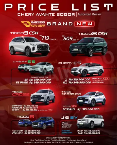 Pricelist Harga Chery kampungbali 2025